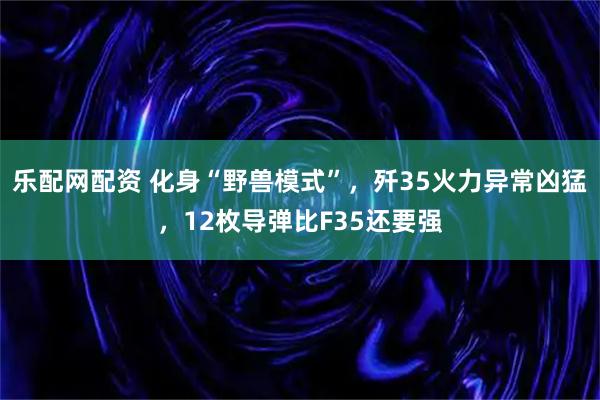 乐配网配资 化身“野兽模式”，歼35火力异常凶猛，12枚导弹比F35还要强