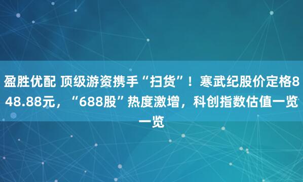 盈胜优配 顶级游资携手“扫货”！寒武纪股价定格848.88元，“688股”热度激增，科创指数估值一览